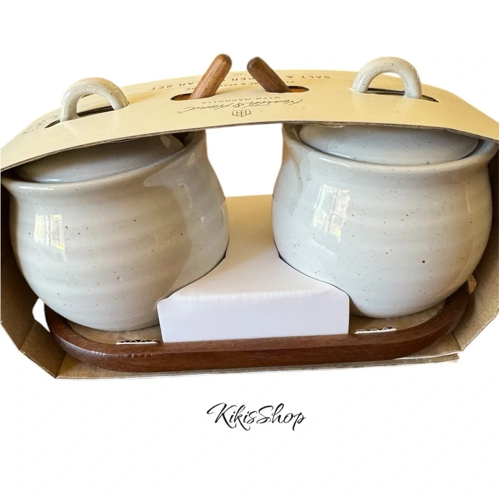 Hearth & Hand Magnolia 5-Piece Flared Brim Stoneware Salt & Pepper Cella…
